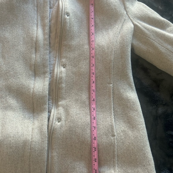 GAP Jacket/Pea Coat With Hood Wool Blend Light Beige Size Large - Picture 6 of 9